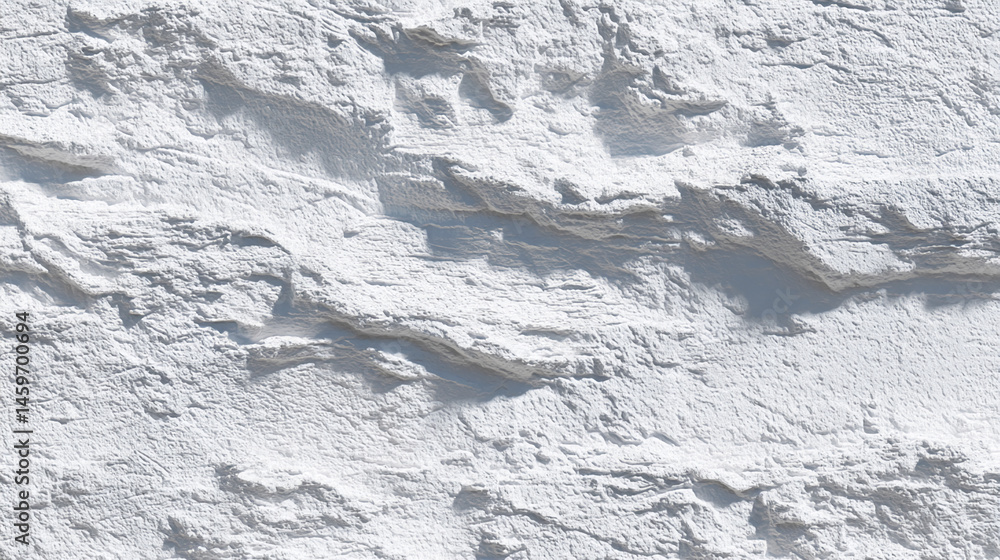 Poster white textured surface, resembling stone or plaster, showing uneven, rough relief, creating a minima