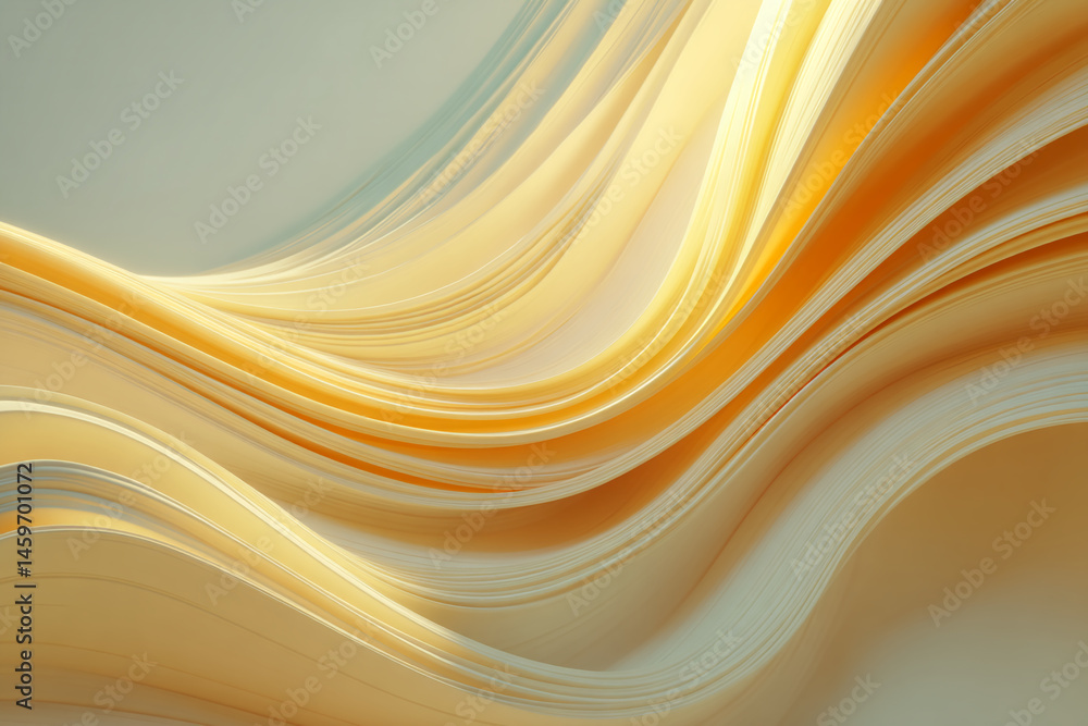 Aufkleber Abstract image of pale yellow, curved lines creating a flowing wave-like pattern, suggesting movement and fluidity, ideal for backgrounds or design elements