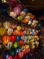 hoi an, Vietnam Nightscape at Hoi An old town, yellow city and dark blue sky, UNESCO World Heritage Site