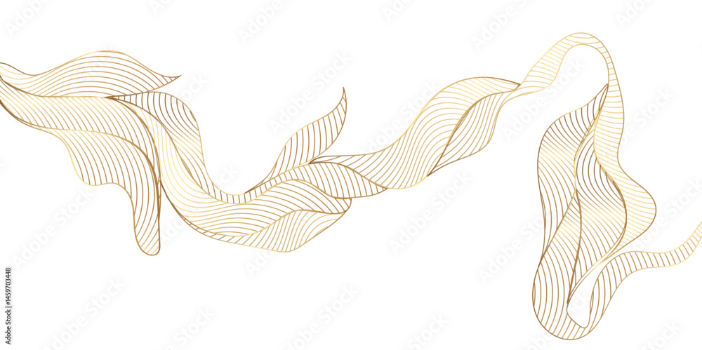 Poster abstract vector gold floral waves background. elegant abstract background featuring glimmering golde