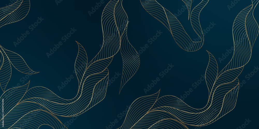 Aufkleber abstract vector gold floral waves background. elegant abstract background featuring glimmering golde
