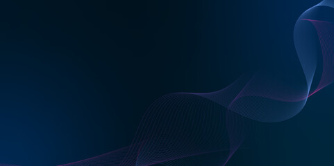 Abstract particles wave line on blue gradient background. Digital glowing futuristic technology concept abstract background. Dynamic waves use for business modern concept, vector illustration.