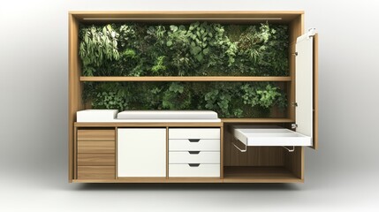 Modern changing unit with vertical garden
