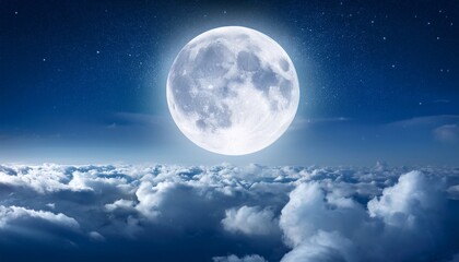 full moon over clouds at night