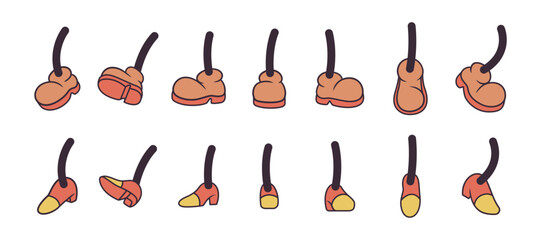 Cartoon character legs with vintage shoes set