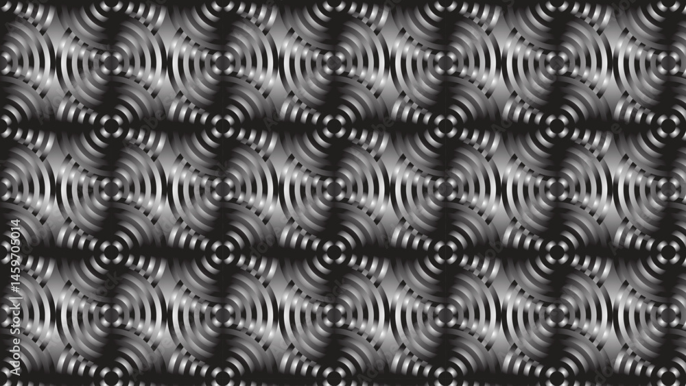 Fototapete geometric pattern featuring overlapping black shapes on a white background, white background with te
