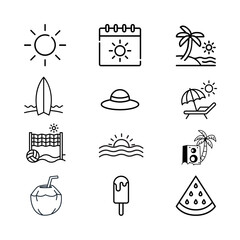 summer icons set, illustrator vector 