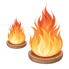 Burning Flames Illustration: Campfire, Fire Pit, Bonfire Design Elements on transparent background