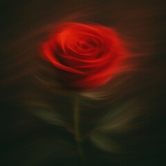Red rose flower in motion blur. Long exposure concept