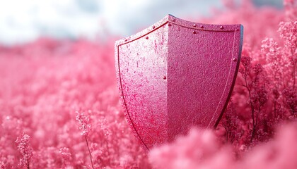 Pink shield in flower field