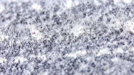Obraz premium Close-up of surface with dense white hair-like filaments on dark textured background
