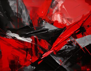 grunge style black and red collage with torn paper textures rough brushstrokes and artistic chaos