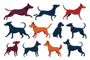 Dog Shadow Vector Set – Isolated Pet Silhouette Icons