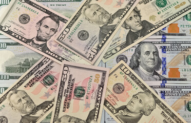 Images of banknotes from various countries. American dollar photos.
