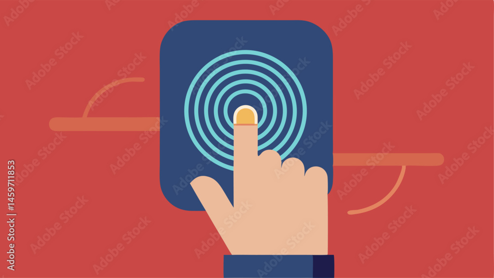 Poster fingerprint scanner a closeup of a hand placing a finger on a sleek modern fingerprint scanner. the 