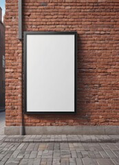 Modern poster mockup on brick wall  Clean design, urban setting ,  signage,  industrial,  advertising