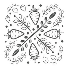 Black and White Botanical Vegetable Pattern Design Vector