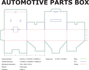 Automotive Parts Packaging Box Design DieCut Template Diagram