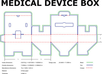 Medical Device Packaging Box Design Template DieCut Diagram