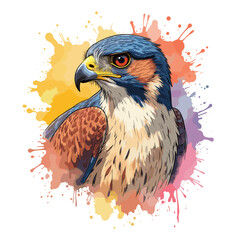 Falcon with a focused expression on a transparent background, vector illustration