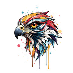 Hawk head colorful vector illustration on a transparent background
