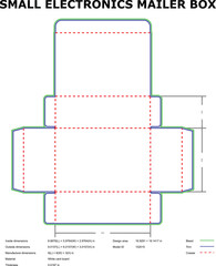 Small Electronics Mailer Box Packaging Design Template Diagram