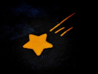 Shooting Star Gold Star Falling Across Night Sky Celestial Event Magical Abstract