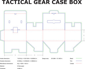Detailed Blueprint of a Tactical Gear Case Box for Packaging Design and Manufacturing Projects
