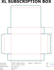 XL Subscription Box Packaging Design Template Diagram Dimensions