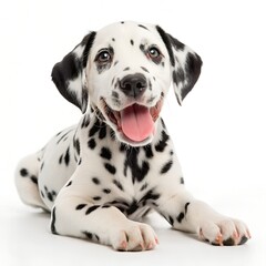 Dalmatian Puppy Sitting and Smiling