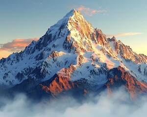 Majestic snow-capped peak at sunset © Alam
