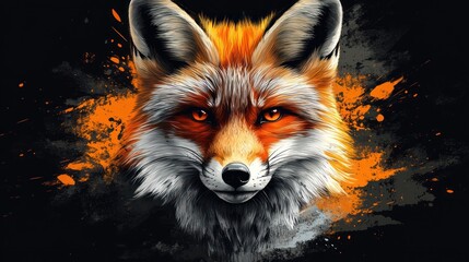 Fierce fox portrait, vibrant colors
