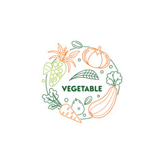 Fresh Farm Vegetable Collection Logo with Leaves and Stars