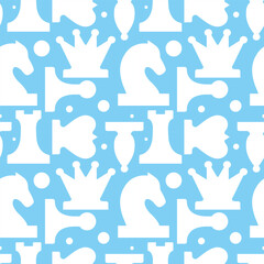 seamless pattern with stylized pieces king, queen, officer, bishop, knight, pawn, rook, vector drawing