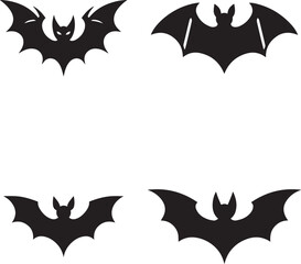 Set of bat silhouette vector illustration 