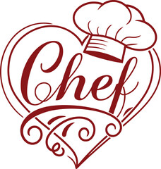 Fototapeta premium Heart Shaped Chef Logo Design with Toque
