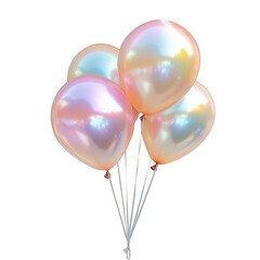 Bunch of party balloons isolated on transparent background