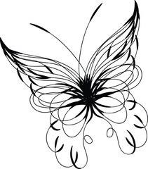 Elegant Black and White Abstract Butterfly Illustration Design