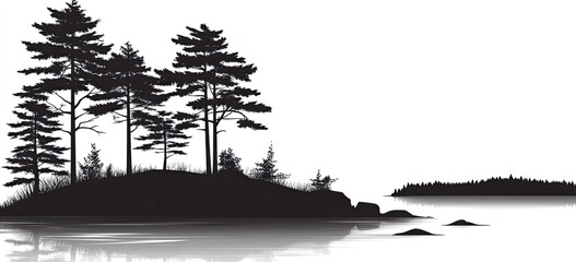 Fototapeta premium Silhouette of a tranquil island landscape