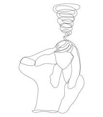 Sketch problem concept minimal woman emotion stress headache drawing line art.Female unhappy depress hand drawn continuous line concept with white ioslated background.Abstract,vector,illustration.