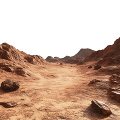 Martian valley landscape isolated on transparent background