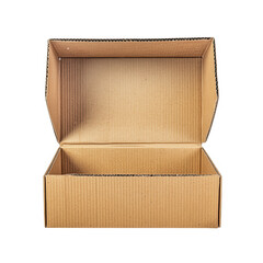 Open corrugated container isolated on transparent background