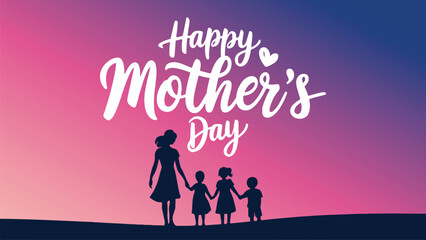 Silhouette Happy Mother's Day Celebration with Family