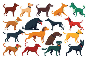 Dog Silhouette Vector Set – Various Breeds in Black Outline
