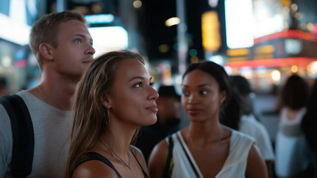 Experience the energy of a bustling city with this captivating night tour footage.
