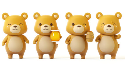 Naklejka premium Cartoon bears holding honey pots