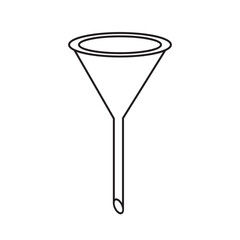 A black and white, minimalist line drawing of a funnel, featuring simple shapes and clean lines. Perfect for use as an icon, minimalist design element, or educational graphic illustration.