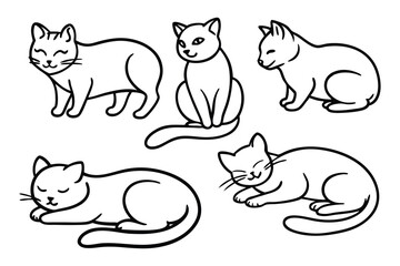 cats line art vector draw.