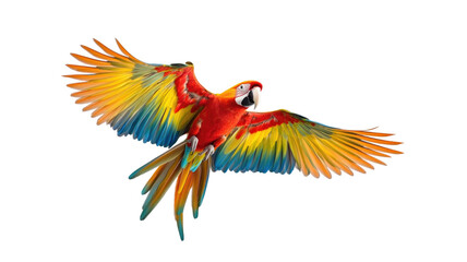 Fototapeta premium Beautiful Parrot Flying Full Body On isolated on a transparent background