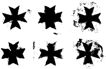 Gothic Cross Grunge Brush Stroke Vector Set